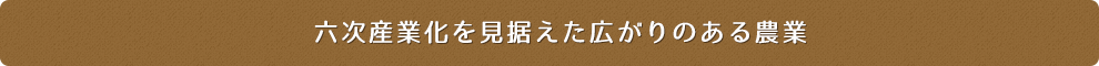 六次産業化を見据えた広がりのある農業